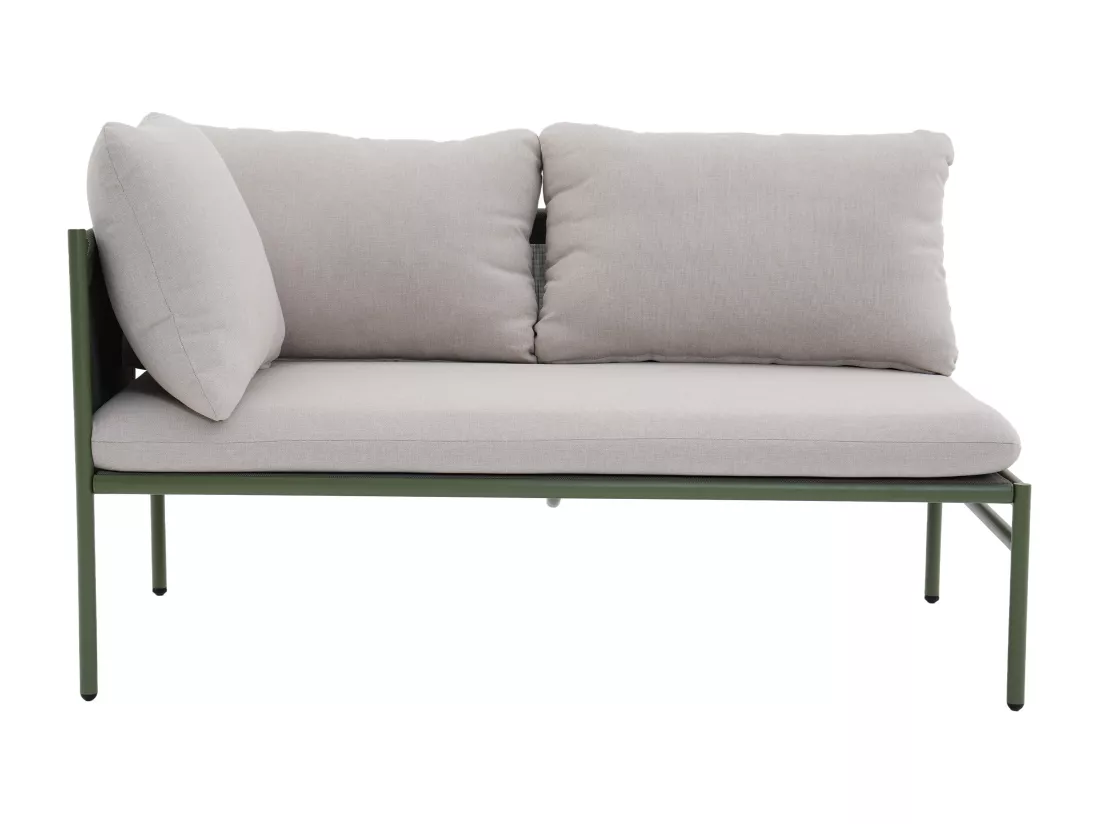Salon de jardin modulable en acier : un canapé d'angle 5 places et tables basses gigognes - Kaki - ULAME de MYLIA