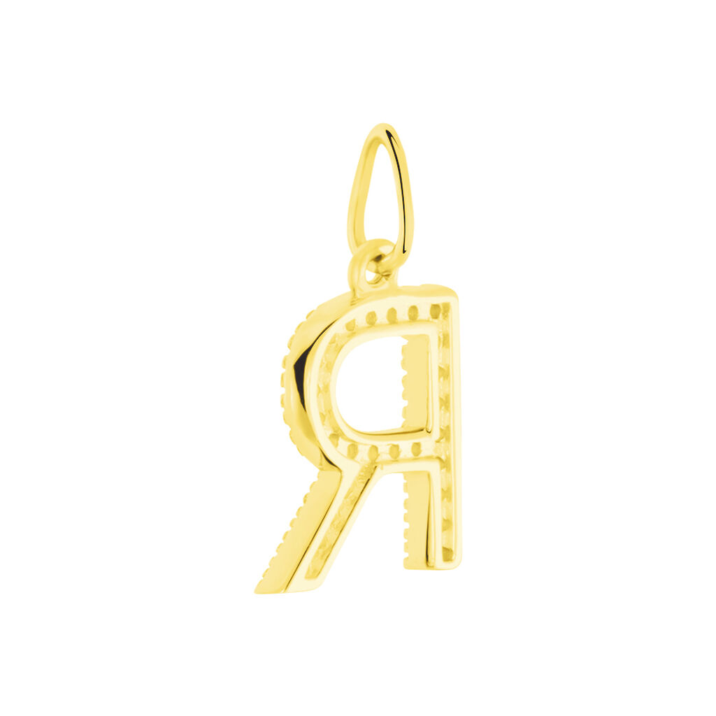 Pendentif Lettre R Or Jaune Oxyde