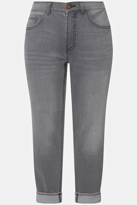 Boyfriend-Jeans, Fransensaum, Leo-Details, recycelt