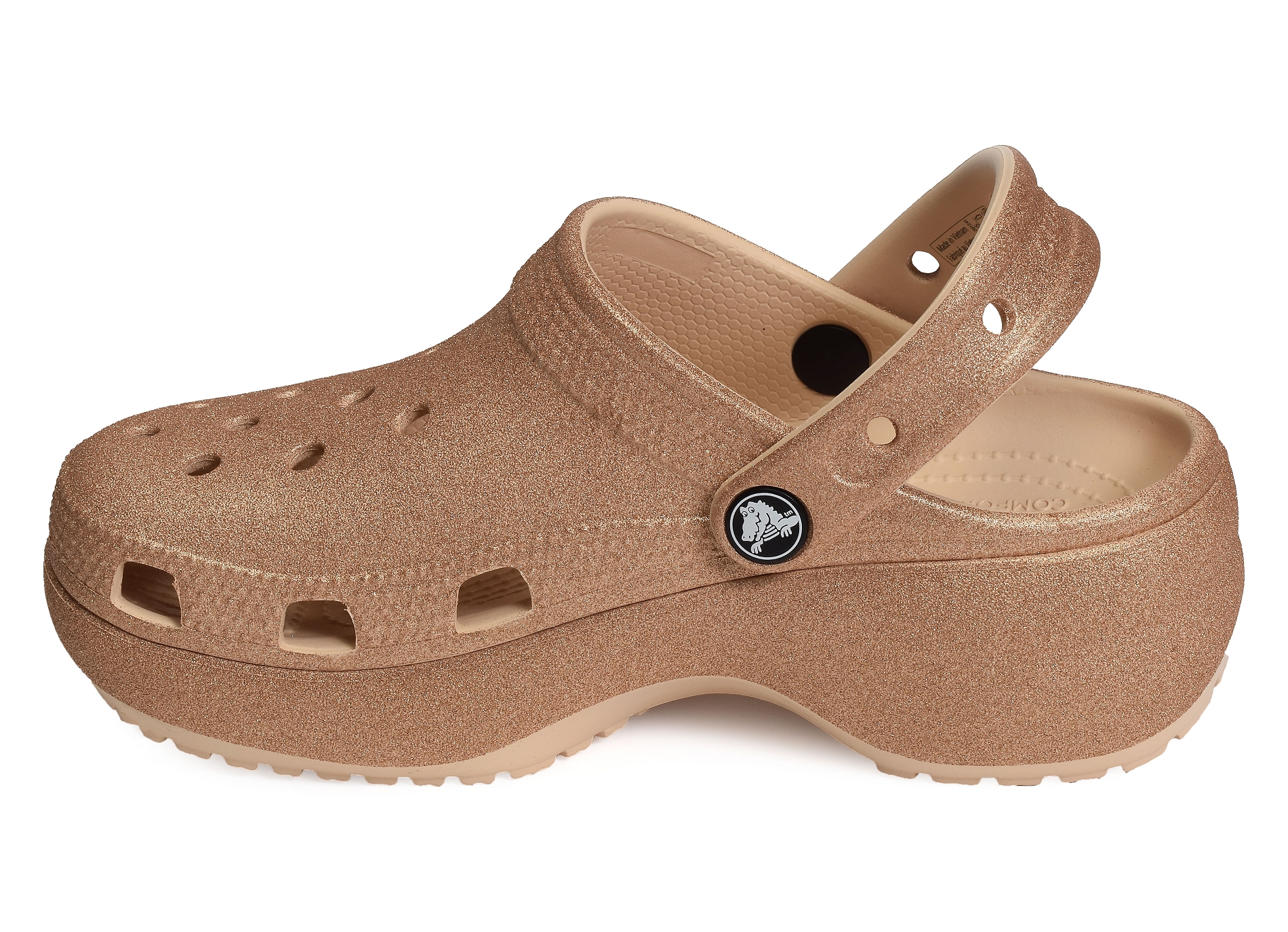 Classic platform glitter clog cuivre