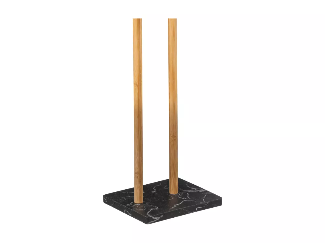 Dérouleur papier toilette WC avec réserve en Bambou et résine Noir marbré H 78 cm