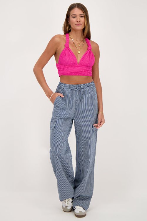 Roze multiway top met lurex