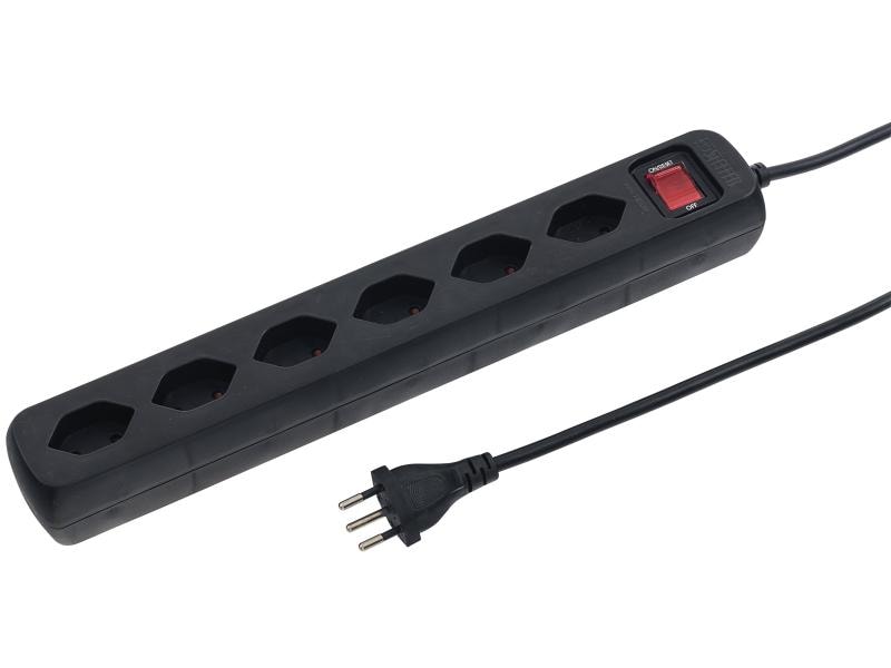 STEFFEN Steckdosenleiste POWER EASY 6x T13 quer Steckdosenleiste, Schwarz