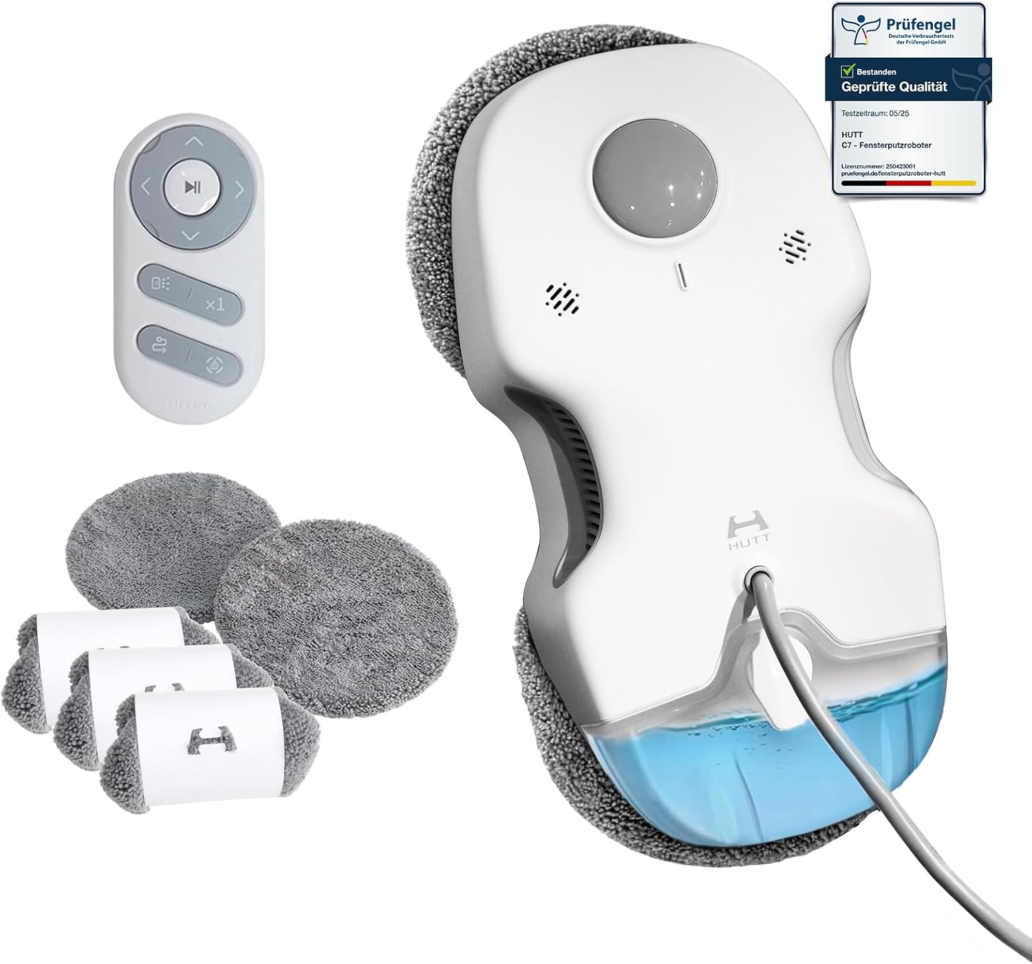 HUTT C7 Fensterputzroboter mit Sprühfunktion (HUTTHINK 5.0 intelligenten Frequenzsteuerung & Routenplanung, 80ml Wasser-/reinigungstank, schnelle 0,05m/s Reinigungsgeschwindigkeit, Sicherheits-Akku)