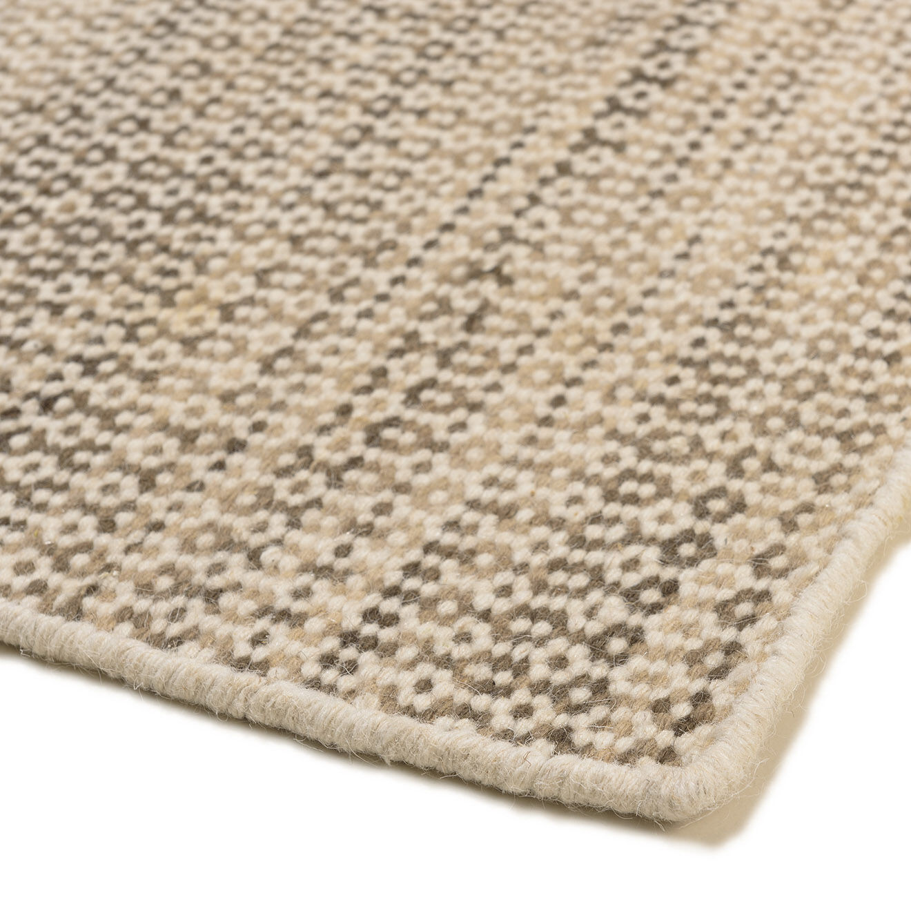 Macabane Tapis en Laine tissée Quentin blanc/kaki - 230x160 cm