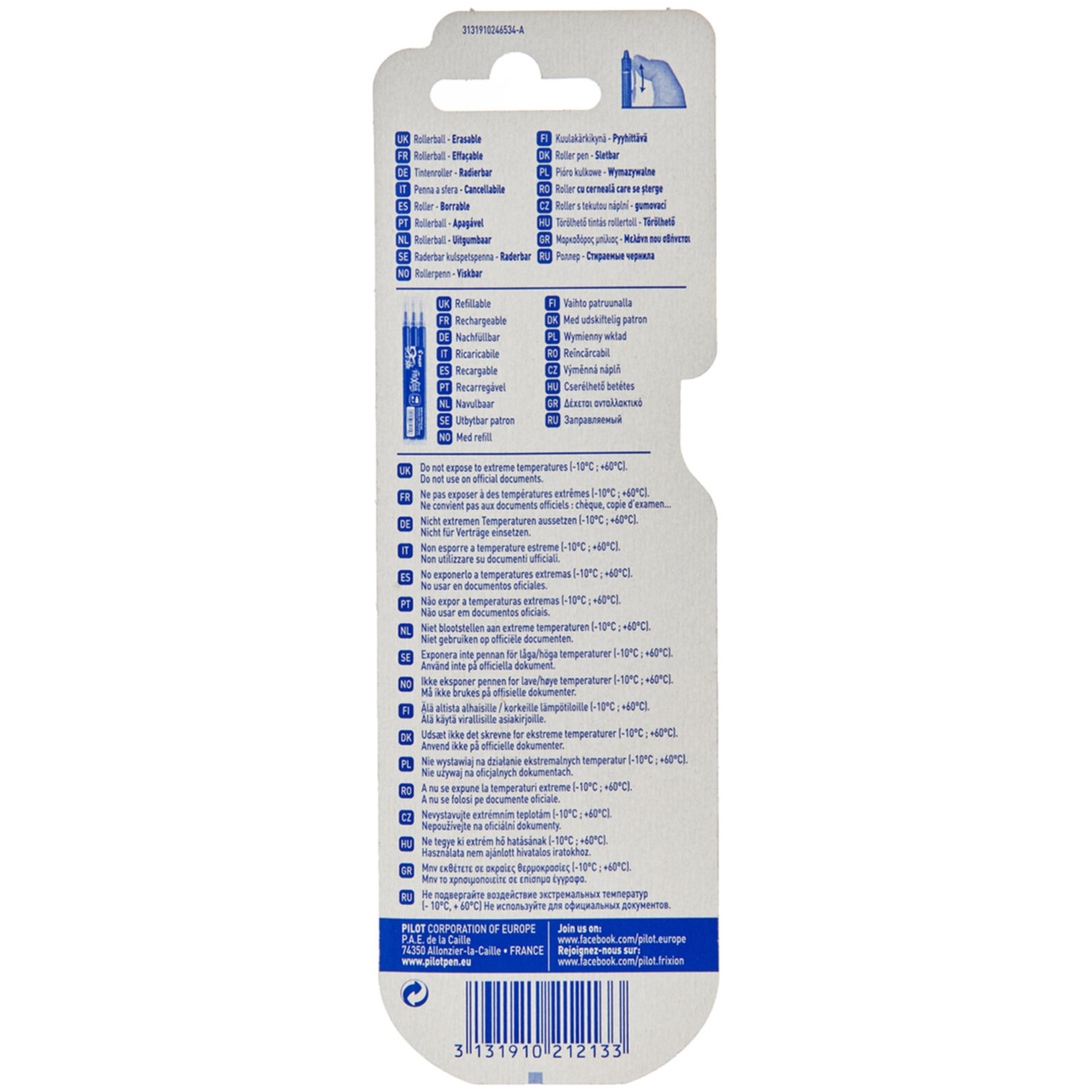 Pilot Frixion Clicker 0.7 schwarz Blister
