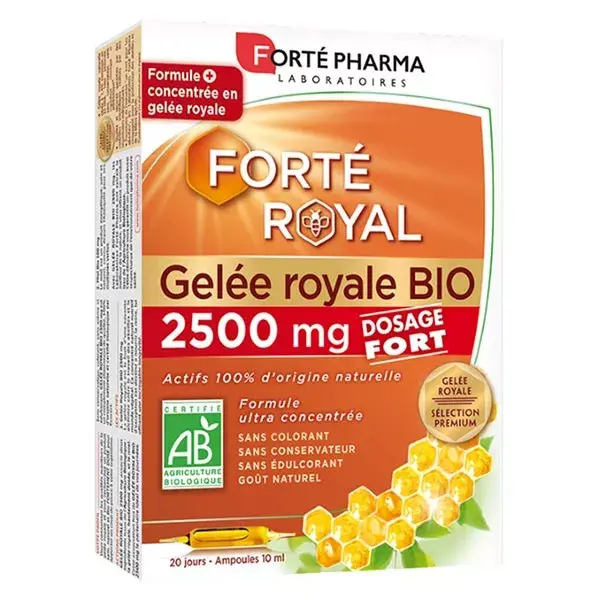 Forté Pharma Forté Royal Geleia Real Orgânica 2500 mg e Mel Imunidade 20 ampolas