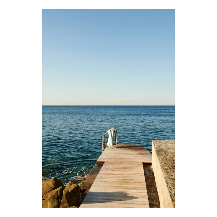 Liewood Serviette de plage Mona en coton bio | Printed Stripe Ice blue/ Creme de la creme