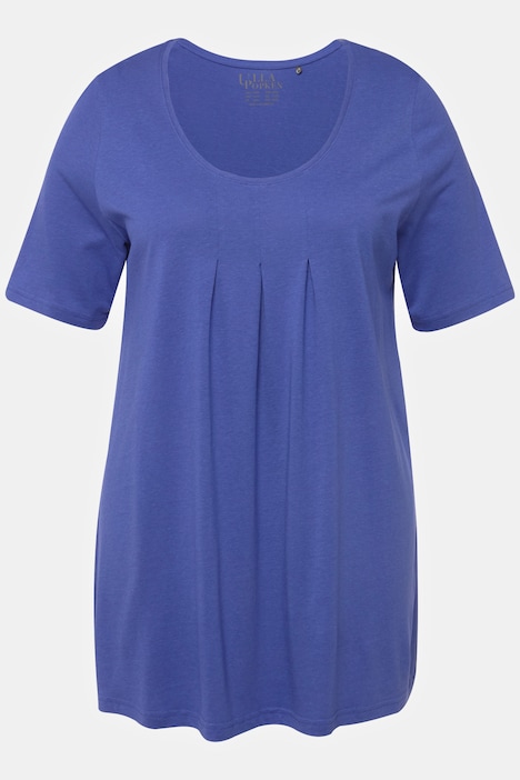 T-Shirt, Zierfalten, A-Linie, Rundhals, Halbarm, Modal