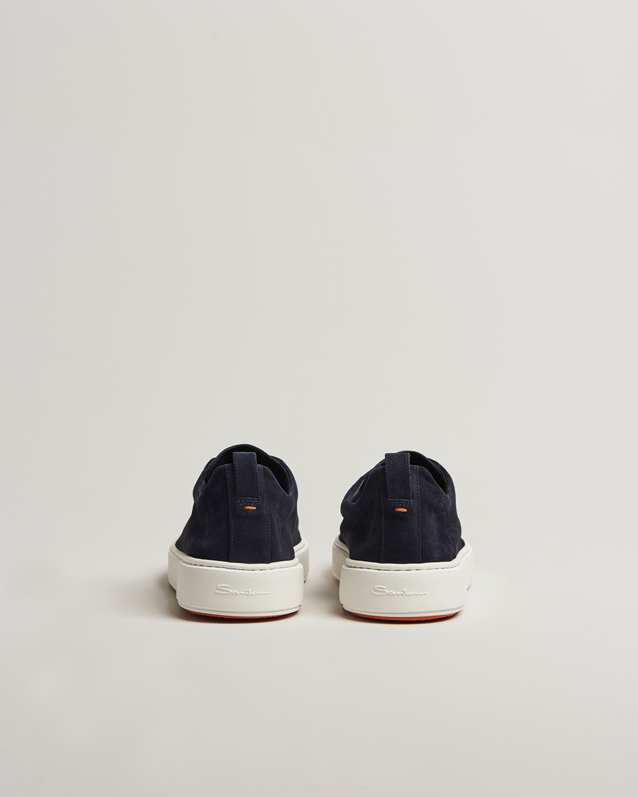 Santoni Cleanic No Lace Sneakers Navy Suede