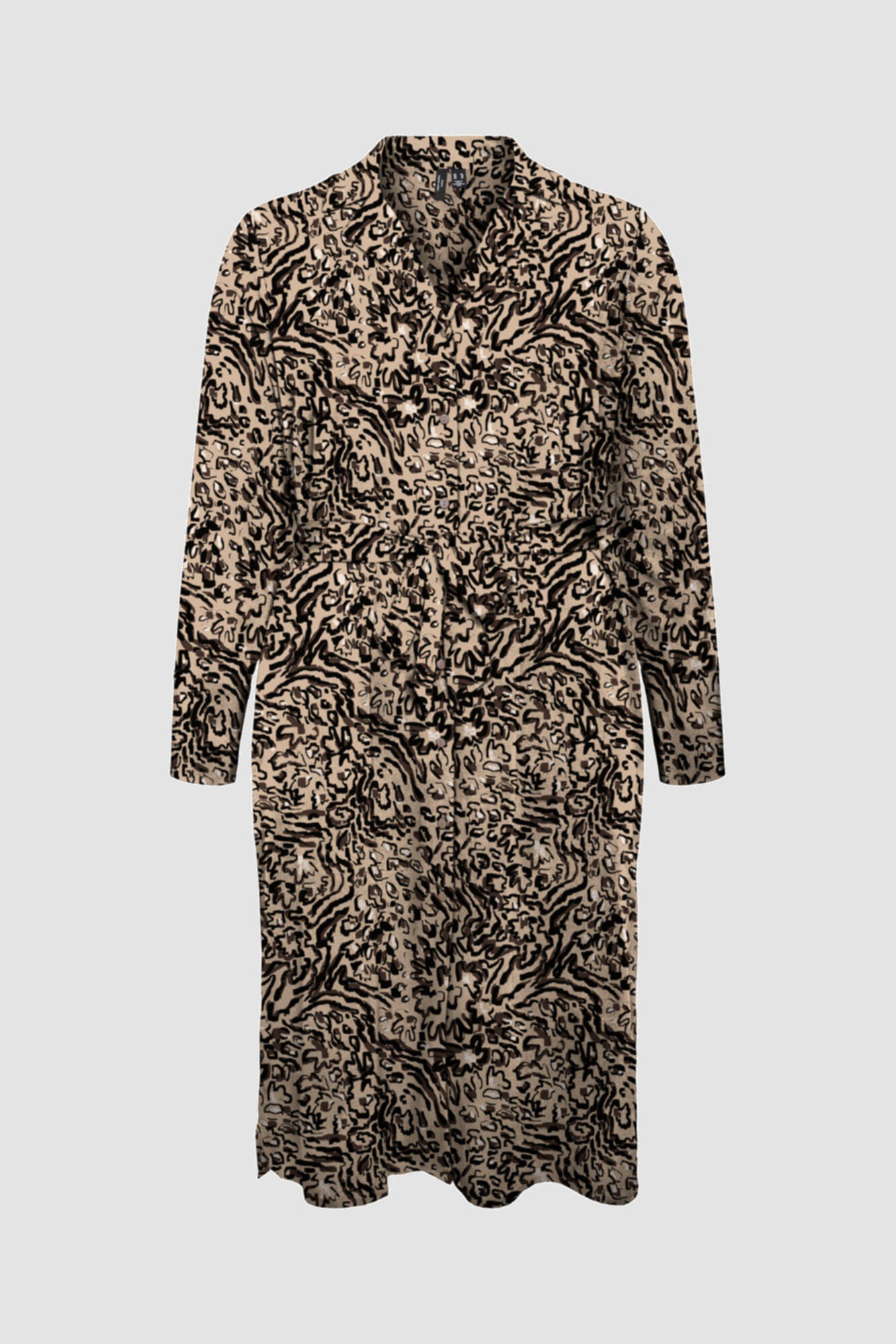 Vestido midi camisa plus size - marrom