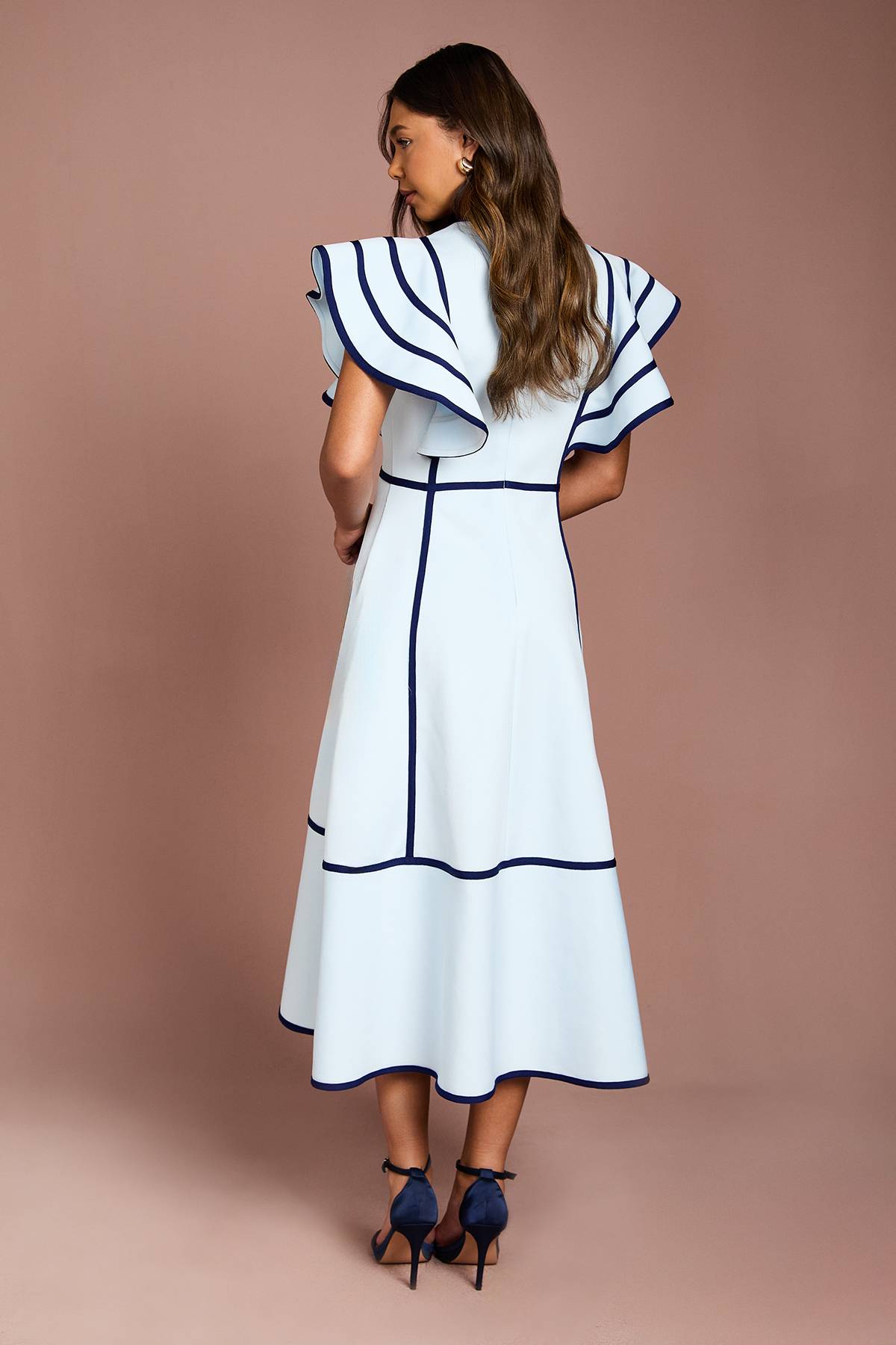 Coast Robe Midi Bandage à Détails Passepoilés aux Épaules
