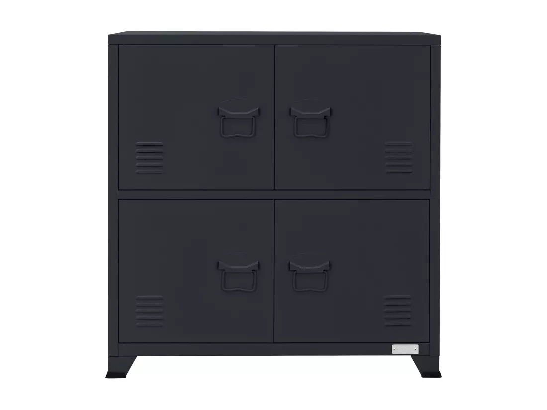 Lot de 3 armoires de bureau classement avec étagères anthracite 75x40x80,5 cm