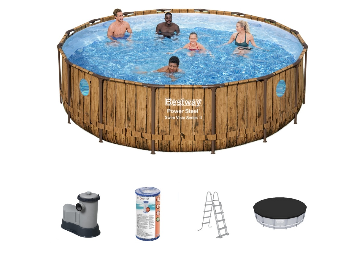 Bestway swim vista 488x122cm zwembad hout – 5-delig
