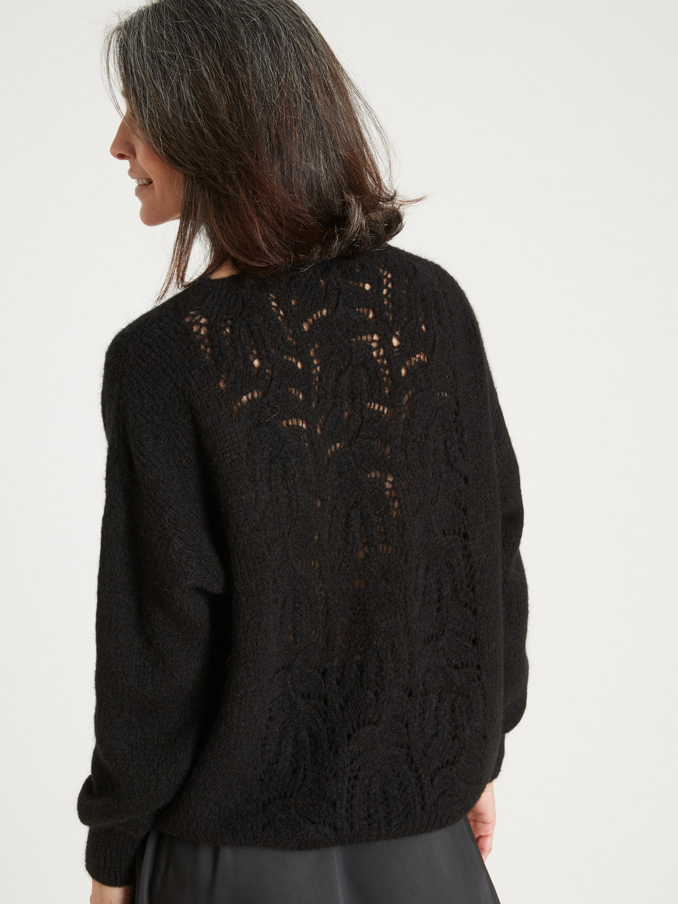Pull col V avec mohair et laine
