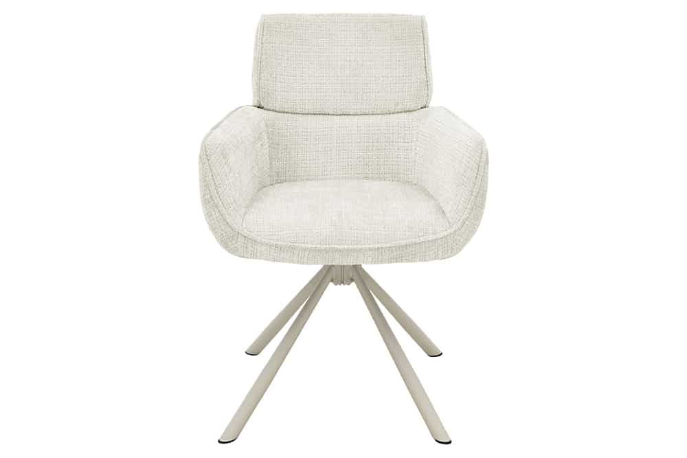 Drehbarer Retro Stuhl UNIQUE beige Chenille Cremona Metall champagner-beige