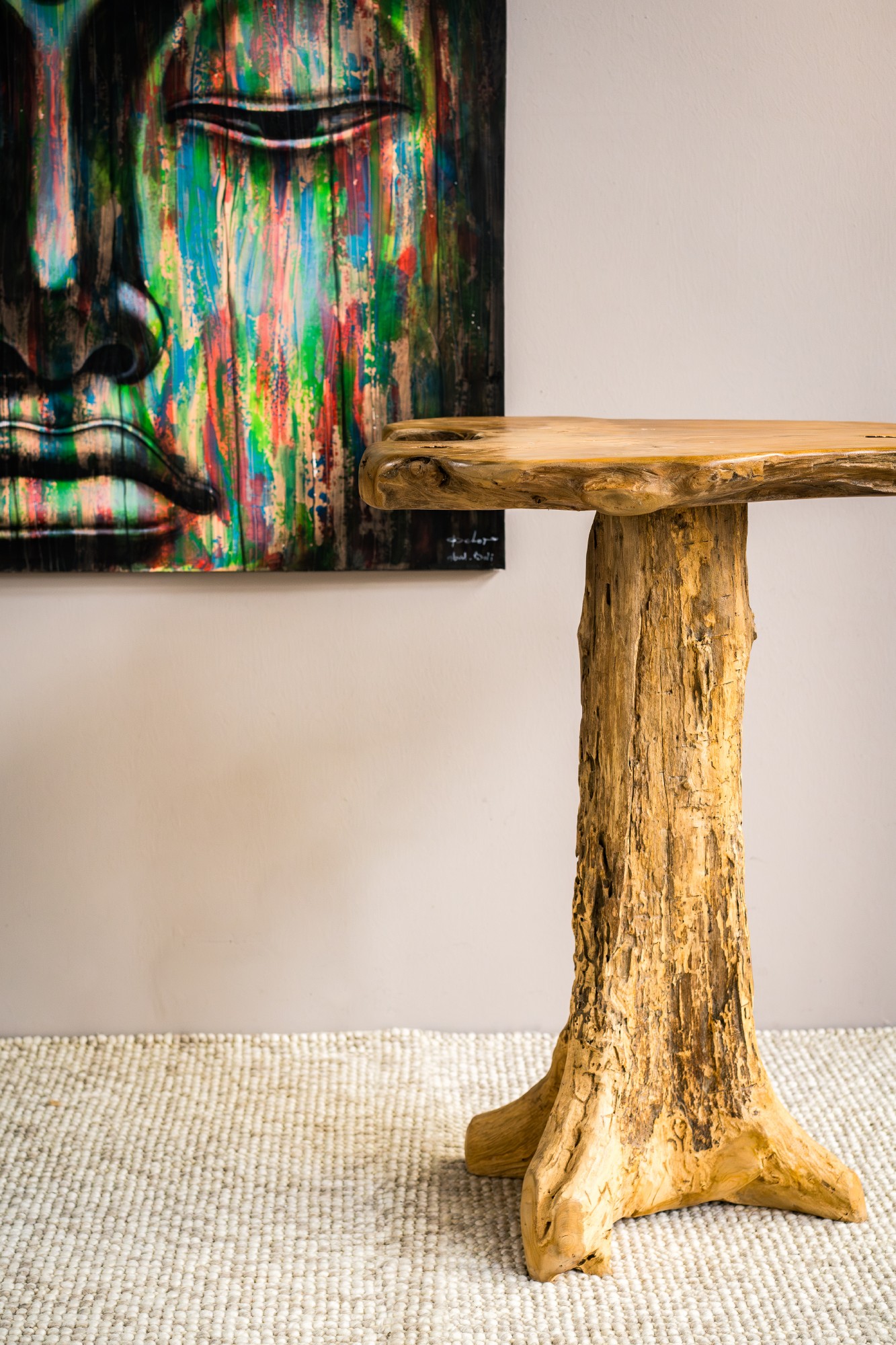 Wurzelholz-Bartisch 'Primitive', Teak natur, H 106 cm, B 90 cm, L 80 cm von fischer's lagerhaus