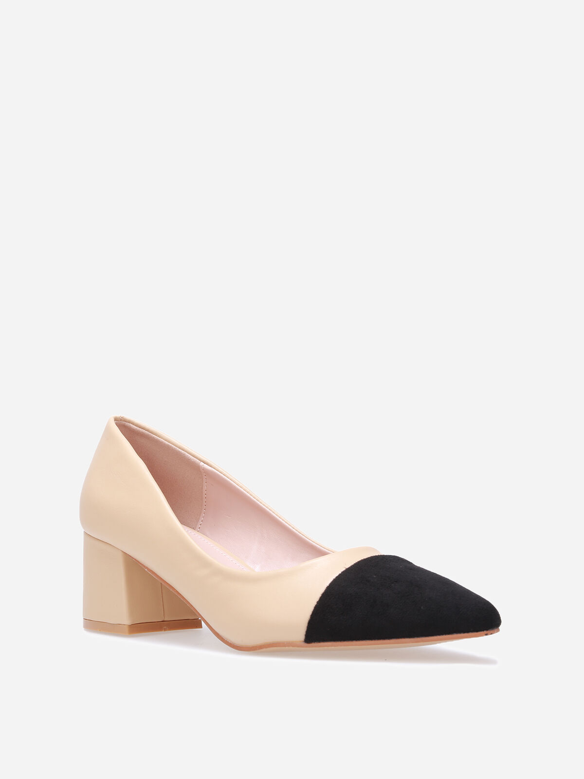 Escarpins pointus bi-colores- Beige