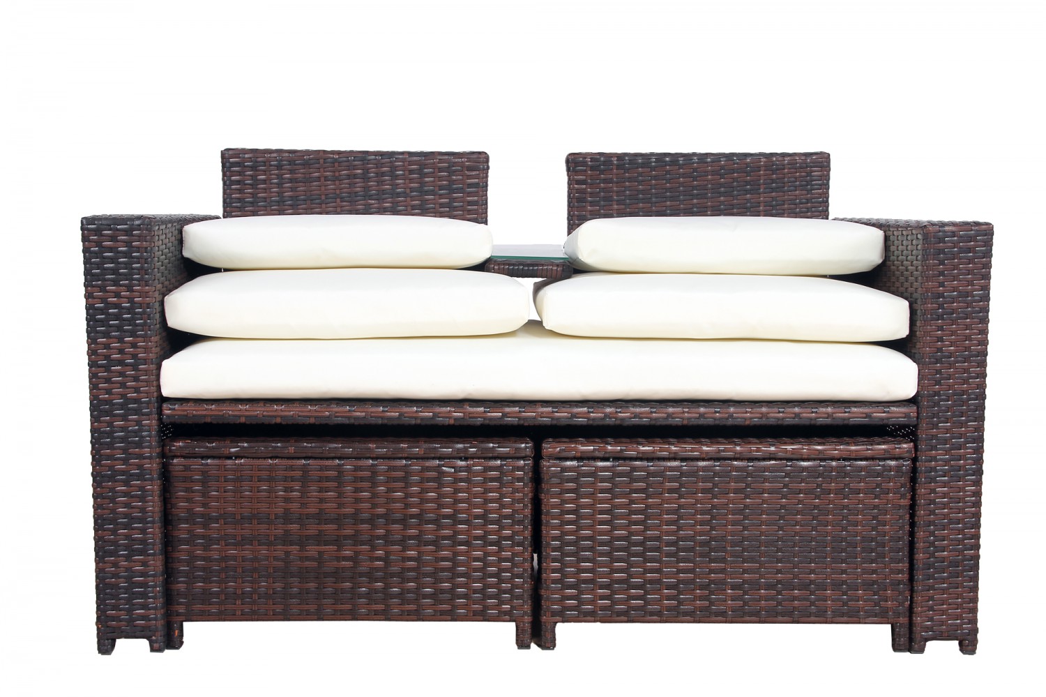 Love Seat Rattan Garnitur CHANELL braun/weiss