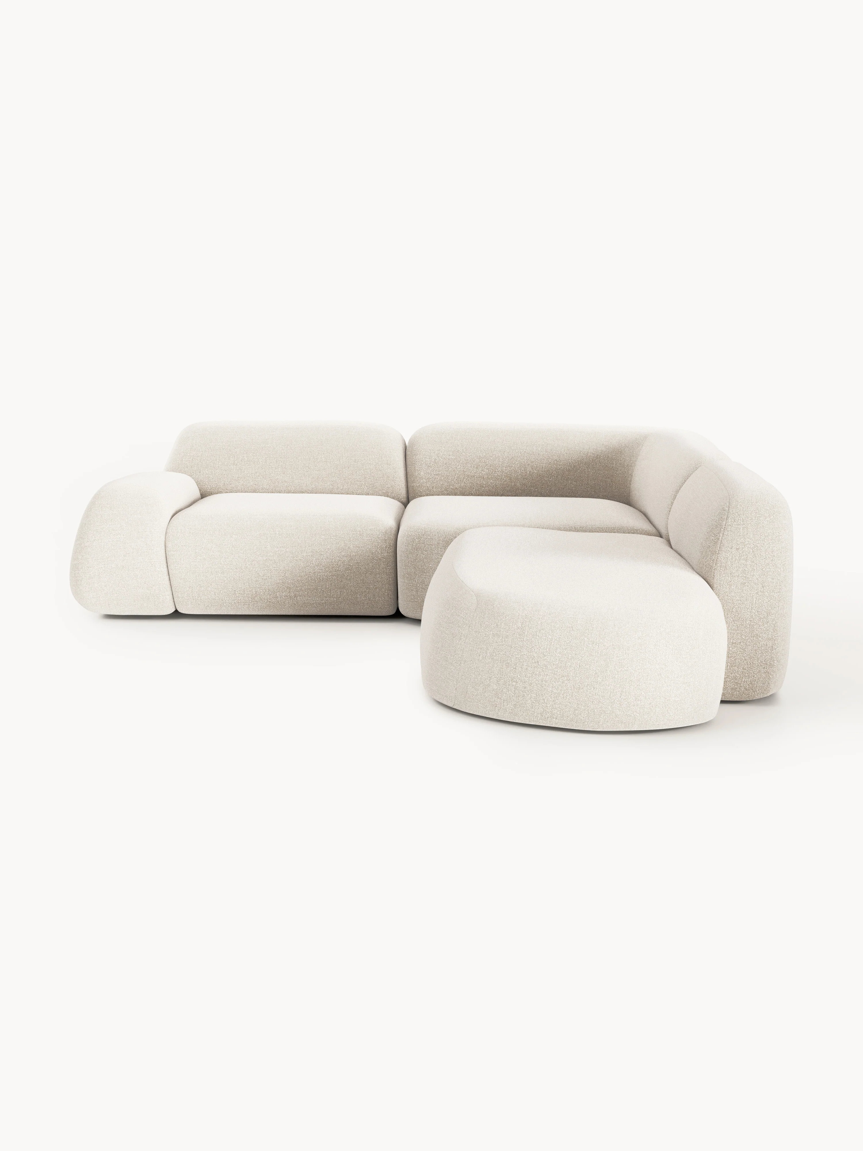 Modulaire bouclé hoekbank Wolke (4-zits) met chaise longue