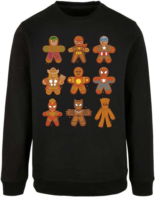 F4NT4STIC Sweatshirt 'Marvel Universe Christmas Gingerbread Avengers'  bruin / rood / zwart / wit