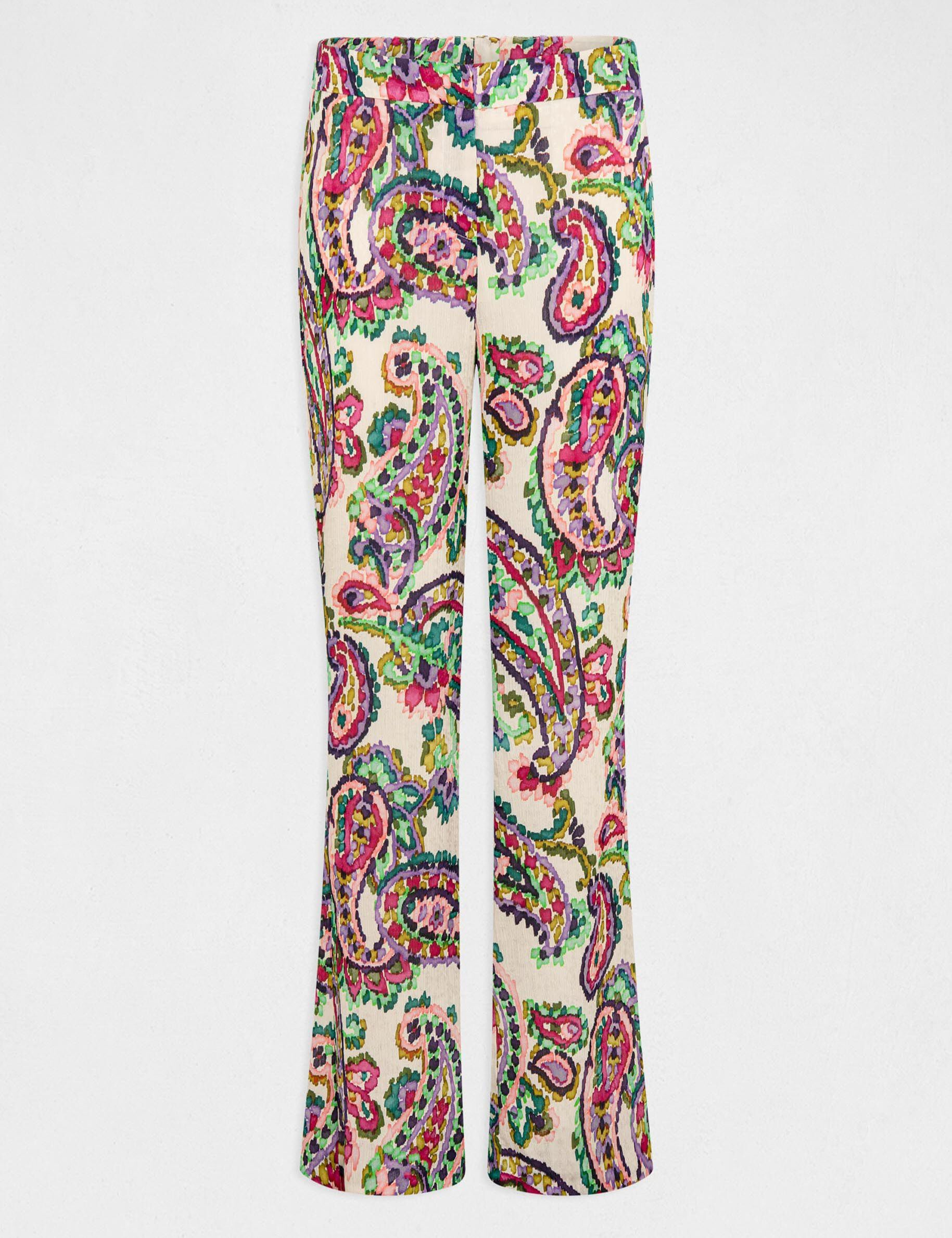 Pantalon droit fluide imprimé cachemire multico femme - multico