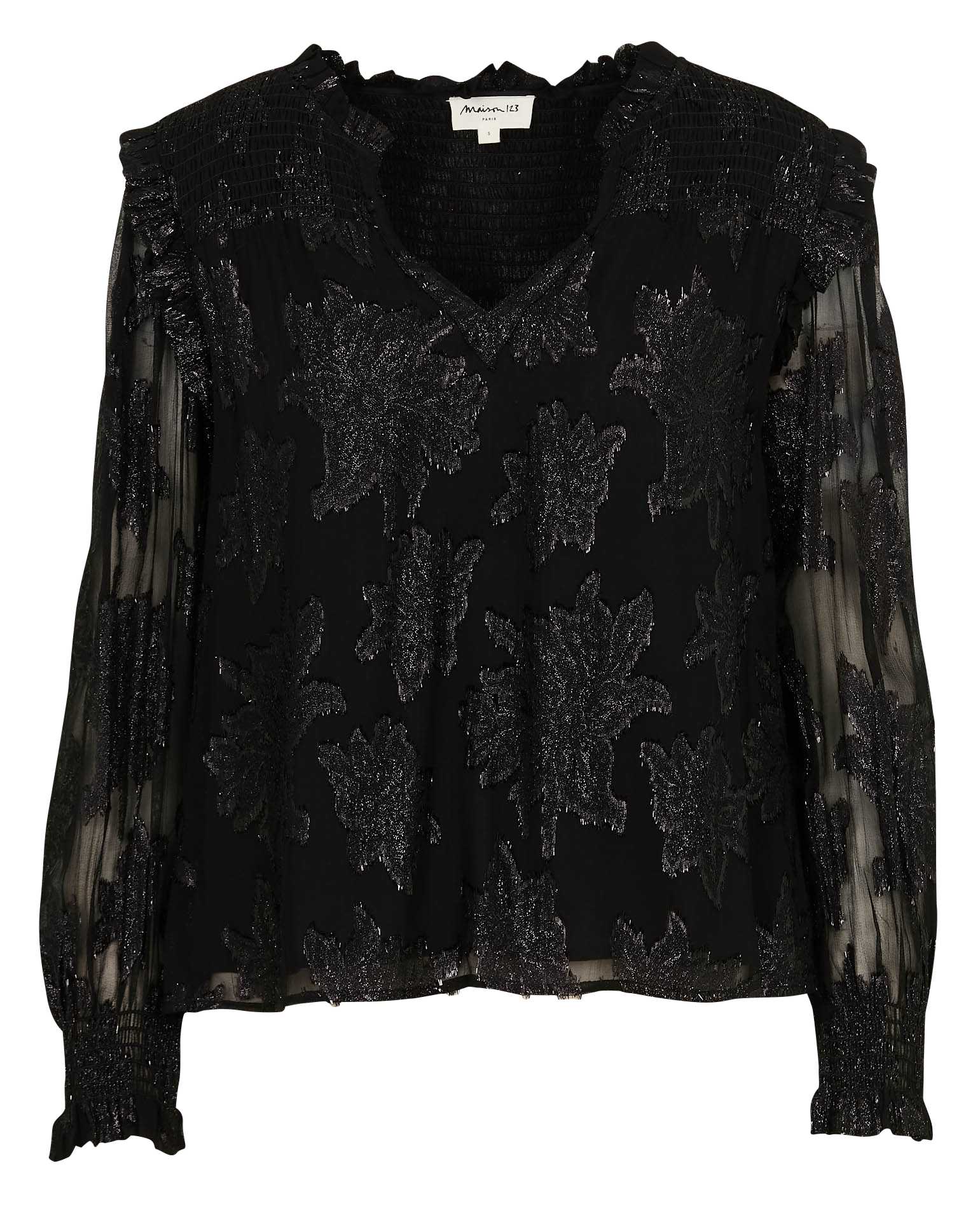 BENIE - Blouse droit en jacquard imprimé | Noir