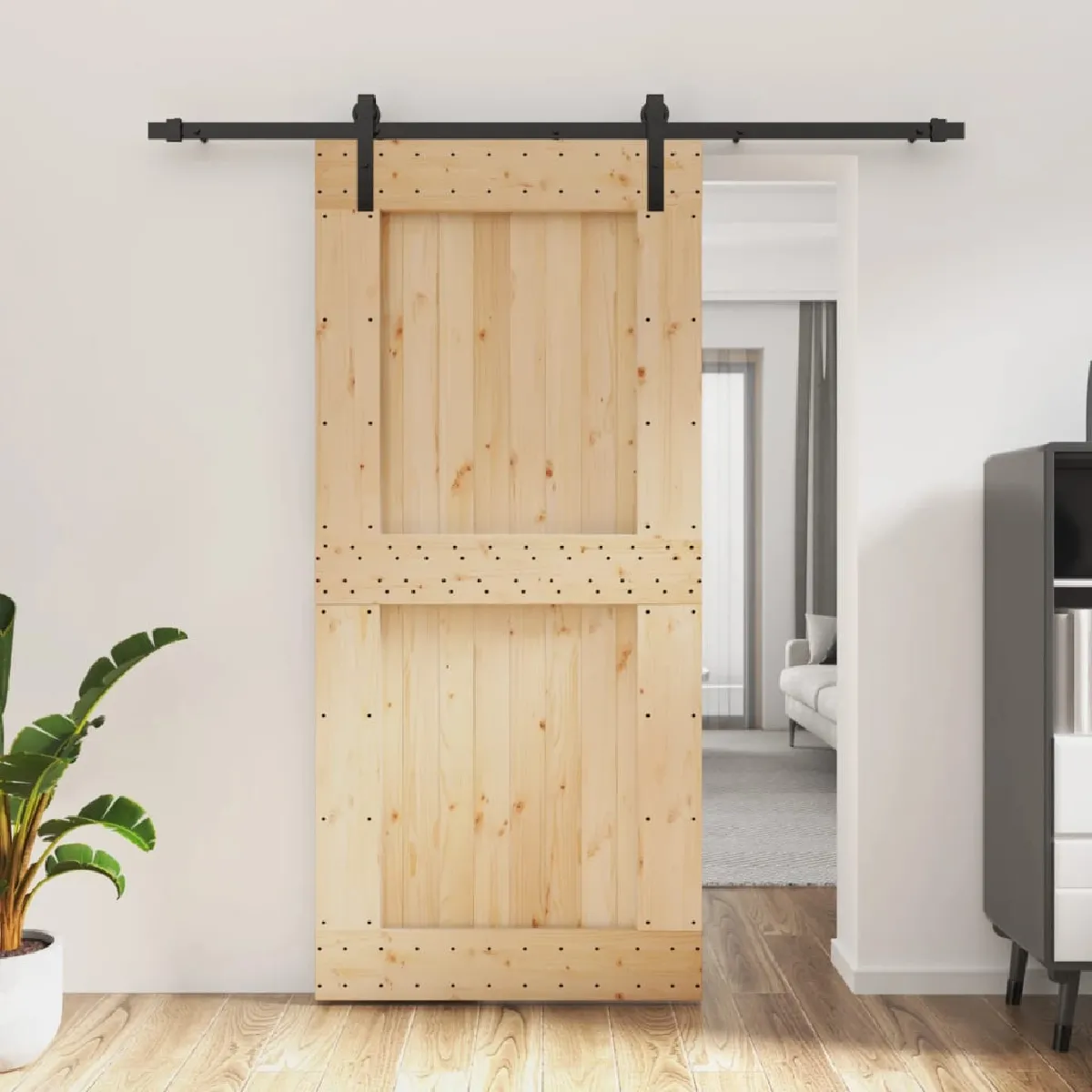 vidaXL Porte coulissante pin massif 95x210 cm avec kit