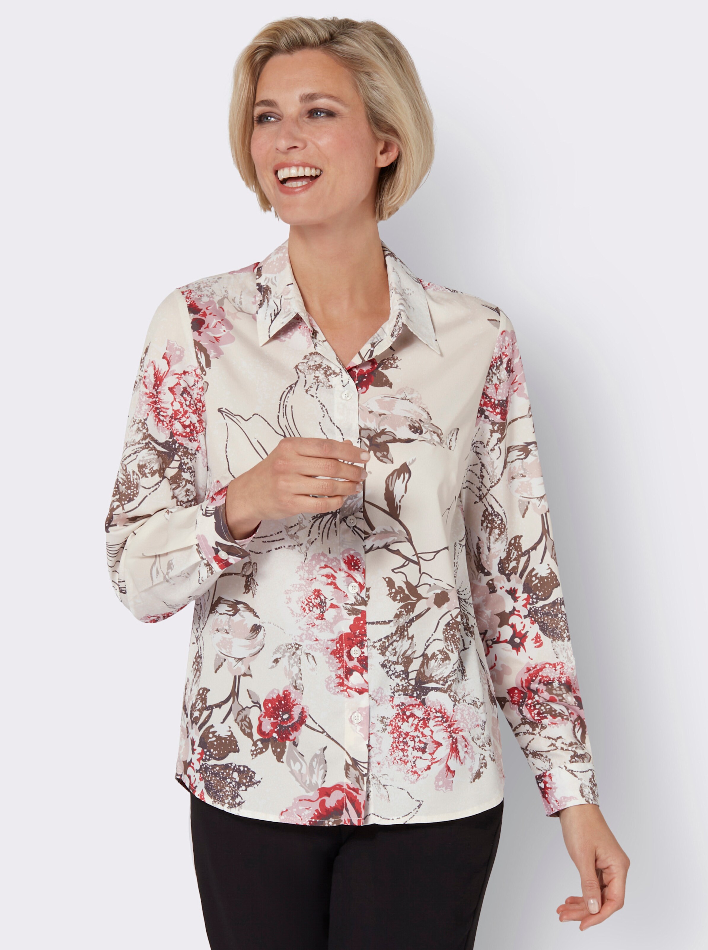 Hemdbluse mit Blumen-Muster
