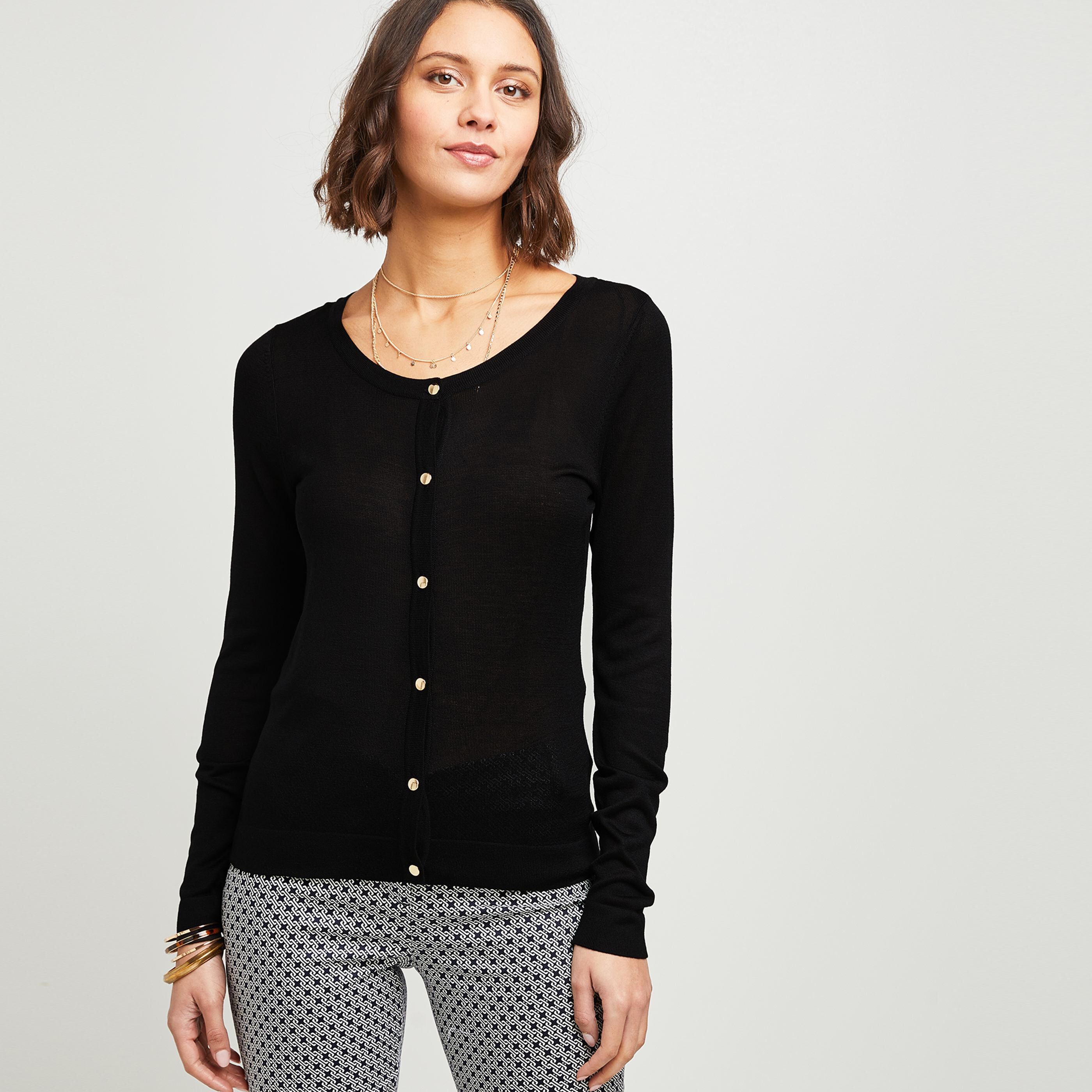 Gilet noir col rond - NOIR