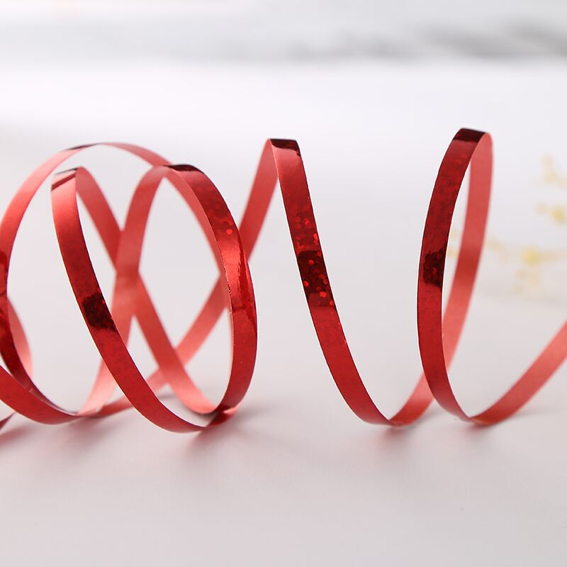 (8er Set) 5mmx10m Geschenkband Glanz Deko Polyband Hologramm - Blau / Rot / Gold / Silber / Roségold / Grün / Violett / Pink