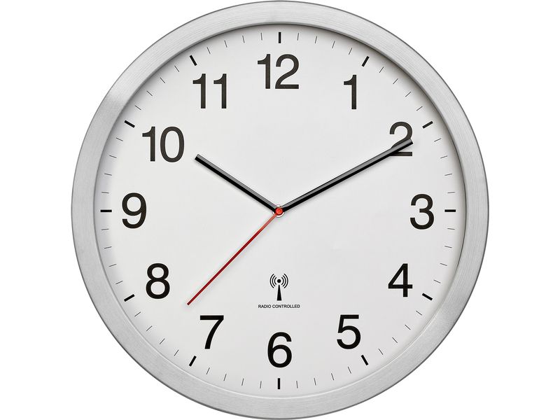 TFA Dostmann Funk-Wanduhr XL Weiss Analoge Funkuhr
