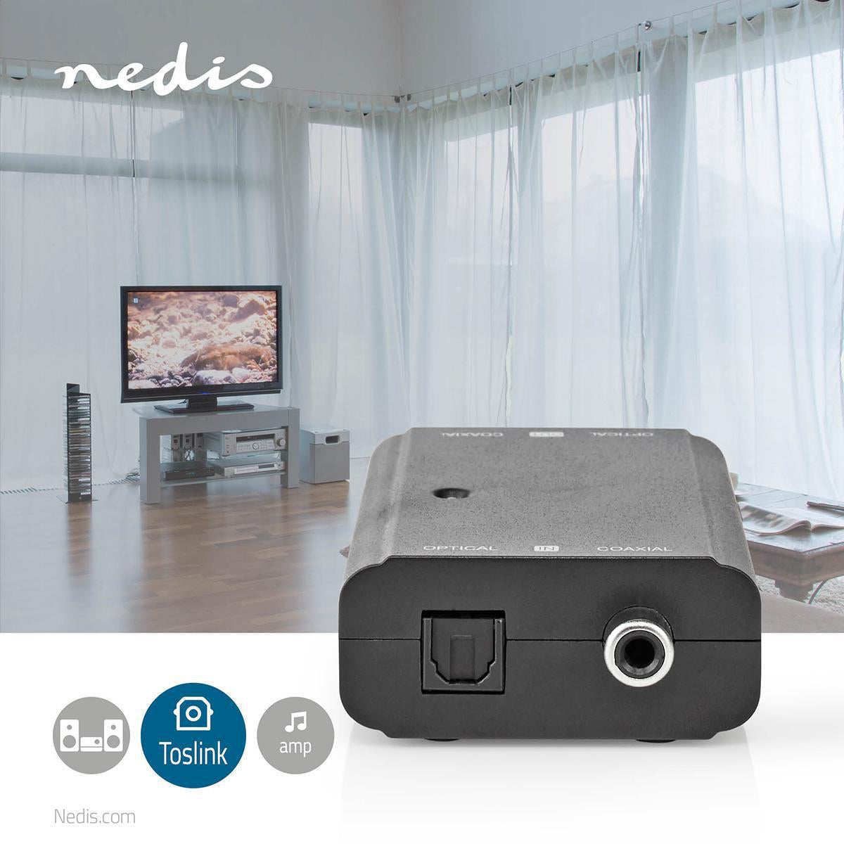 Nedis ACON2507BK audio converter 2-weg Toslink - Coax