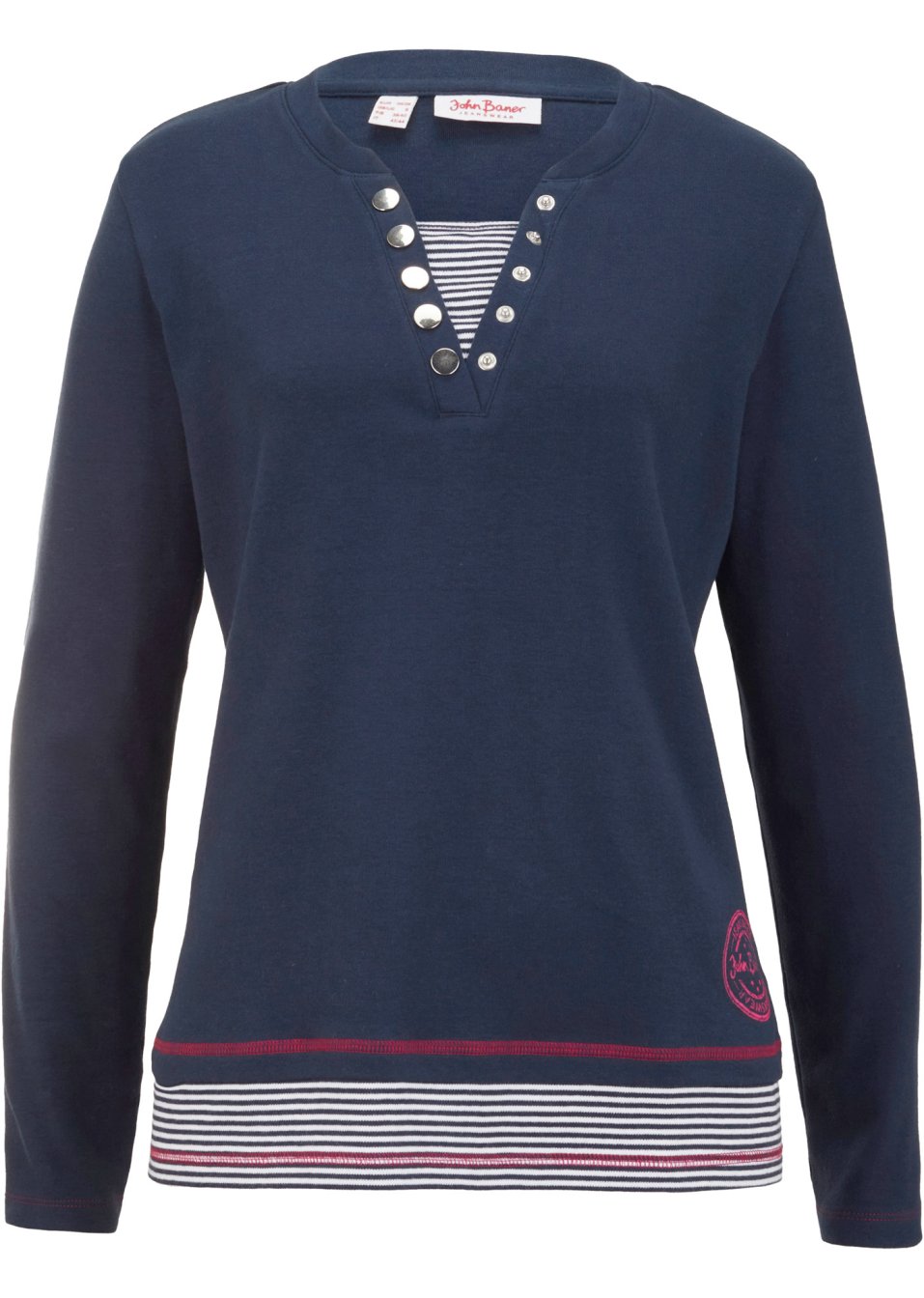 T-shirt coton manches longues style 2 en 1