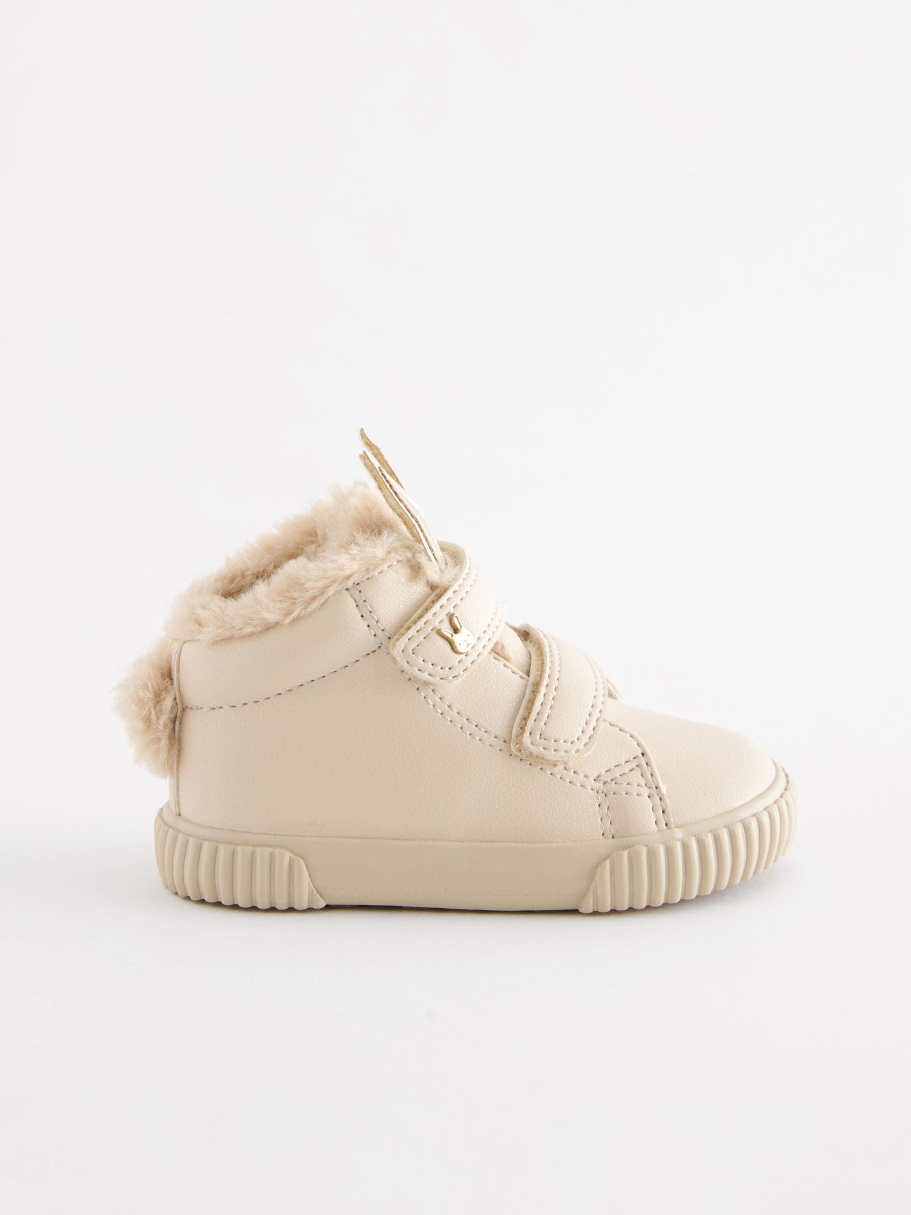 Lichtbeige met konijn - Hoge sneakers met klittenbandsluiting
