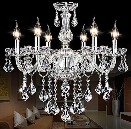 SUN-E Kristall-Kronleuchter K9 Maple Leaf Crystal Kerze Kronleuchter Beleuchtung 6Lights Badezimmer Decke leuchten Leuchte Pendelleuchte zum Essen Leben Zimmer-Schlafzimmer Flur Eintrag B60cm X L120cm