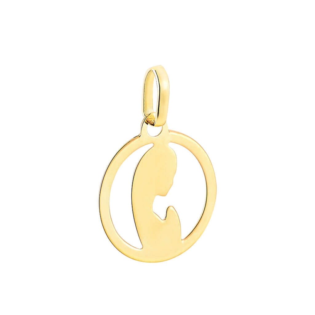 Pendentif Vierge Rond Diamante Or Jaune