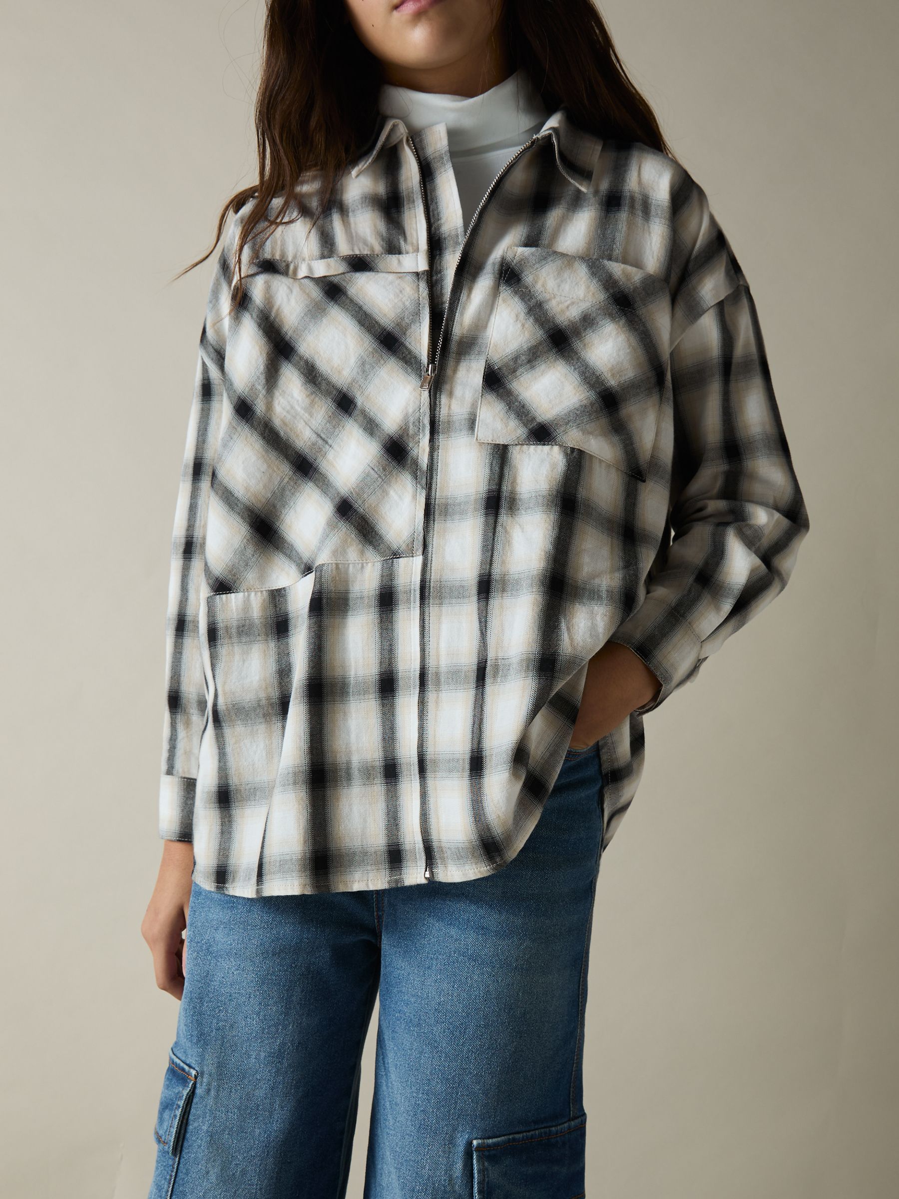 Reiss Ulla 100% Cotton Oversized Check Shirt