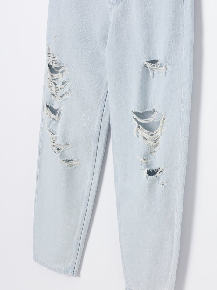 Calça jeans estilo Mom Fit - Azul Claro