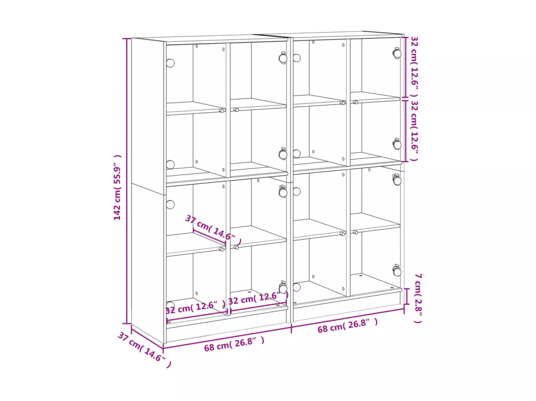 Bibliothèque avec portes blanc 136x37x142 cm bois d'ingénierie