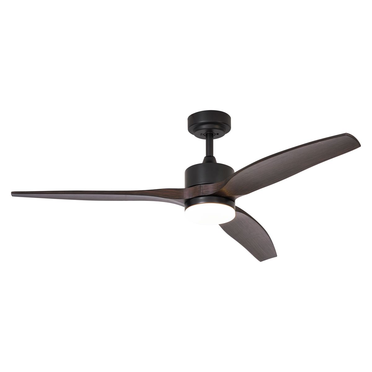 Plafondventilator zwart met hout print 132cm incl. LED dimbaar met afstandsbediening - Joly