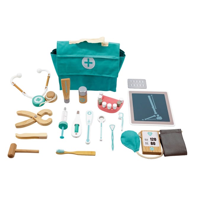 Doktor Spielset - Holzteile mit Stofftasche