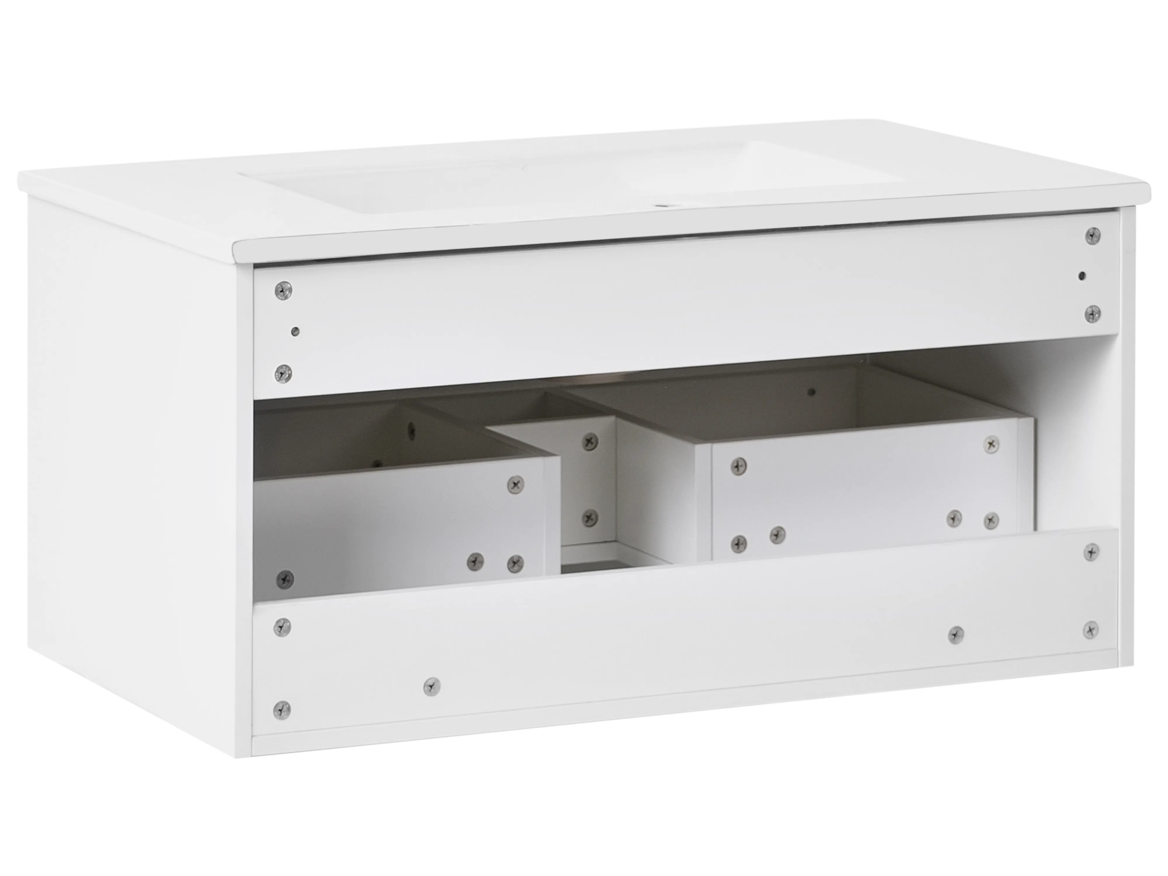 Wandgemonteerd meubel met wastafel met zwart handvat TILCARA Wit