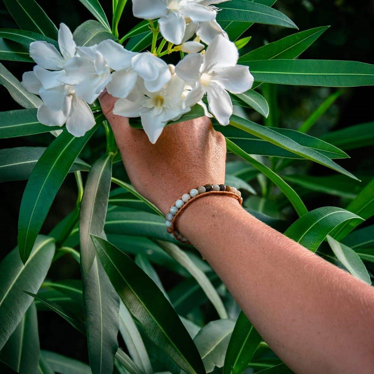 Bracelet Facelia en pierres naturelles Amazonite et cuir véritable