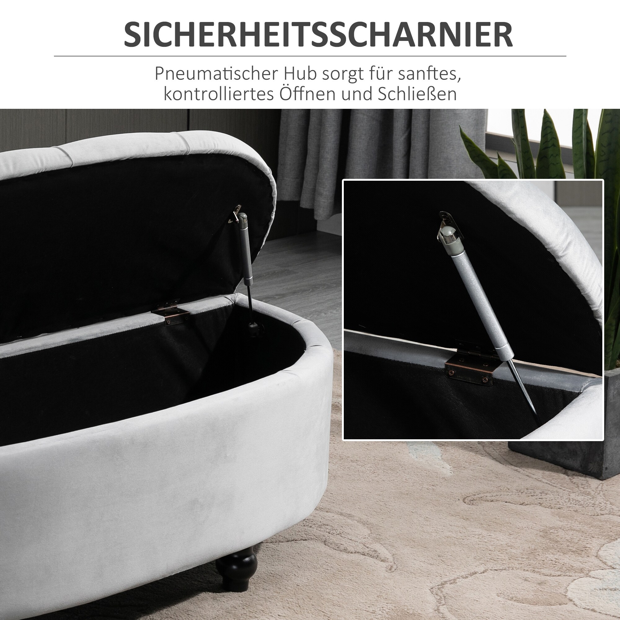 HOMCOM Sitzbank mit Stauraum grau 120 x 46 x 42 cm (BxTxH)