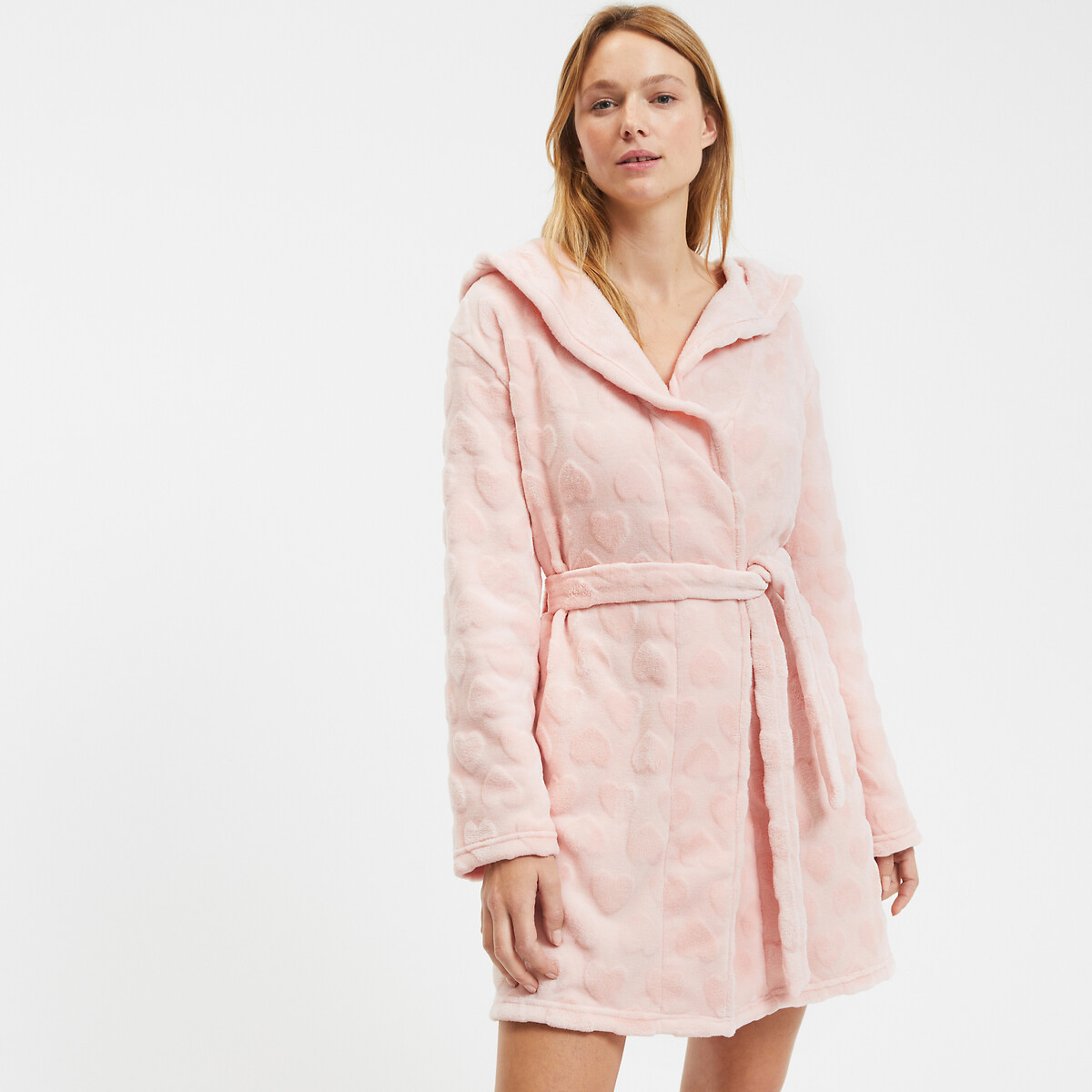 ANNE WEYBURN<br>Robe com capuz, em fleece com corações em relevo