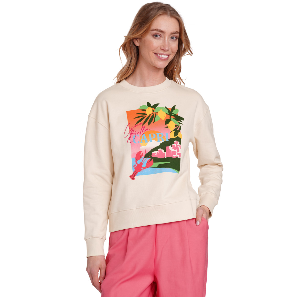 Jonas Nielsen Damen Sweatshirt mit großem Print creme