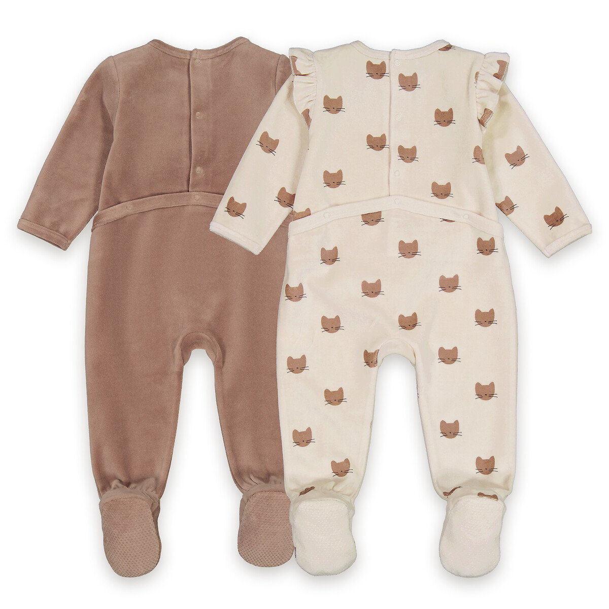 COLEÇÃO LA REDOUTE<br>Conjunto de 2 pijamas de veludo com estampa de gato