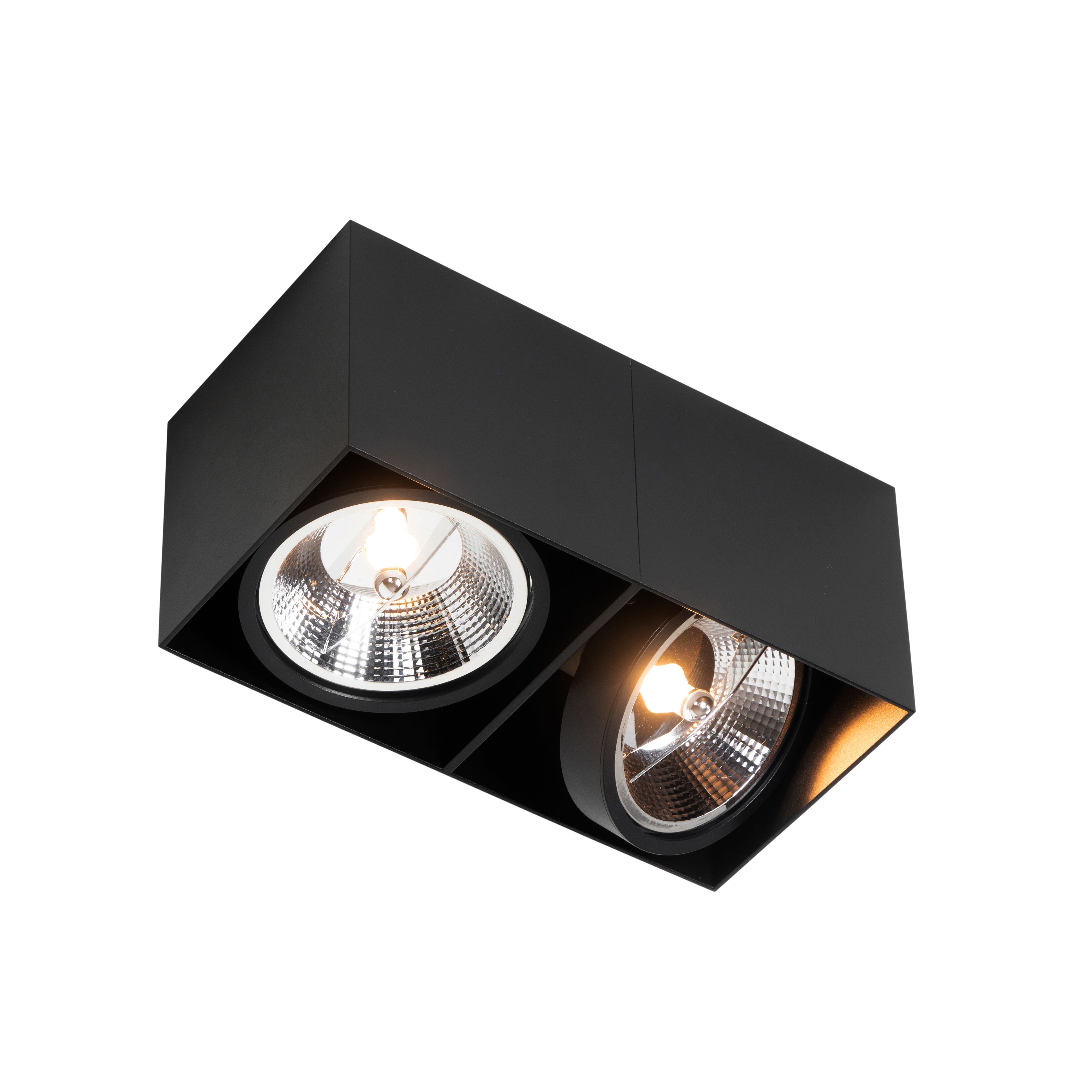Design spot zwart rechthoekig AR111 2-lichts - Box