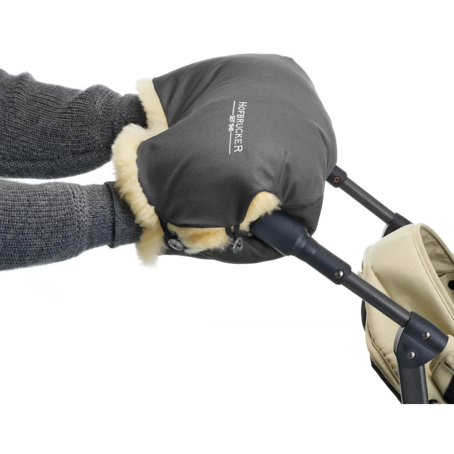 Hofbrucker LammfellhandWärmer für Kinderwagen Lammfell Handmuff Hergestellt in Deutschland grau